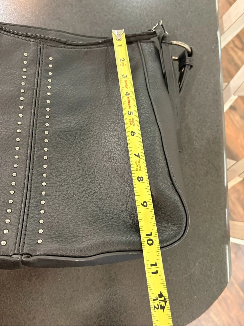 MONTANA WEST Black Pebbled Leather Hobo with Stud Detailing
